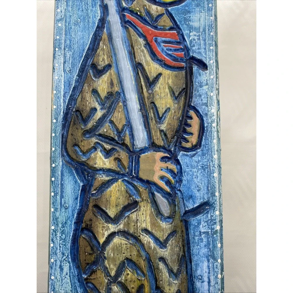 Vintage Hand Painted Wooden Rainstick Wall Panel 19